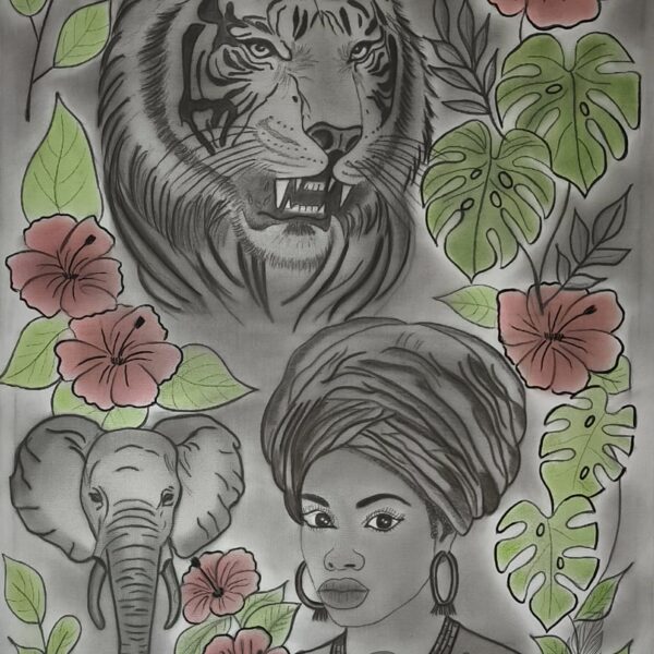 Balance of Elements-"Monochrom background emphasizes the contrast of life and beauty"