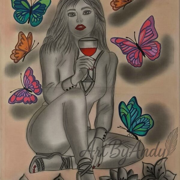 Taste of Truth-"She holds a glass of red wine, a symbol of truth..."