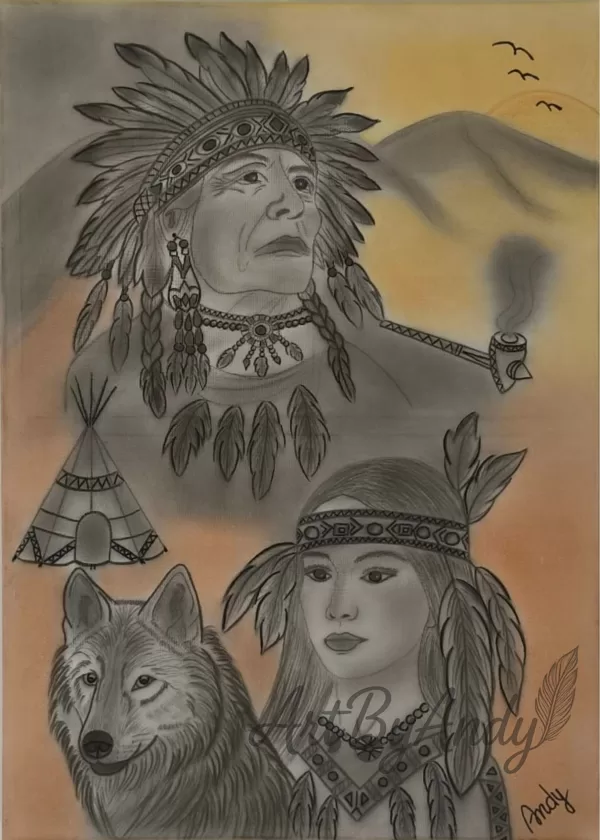Elder Spirit-,,Starý domorodý Američan múdro dohliada na mladé dievča."