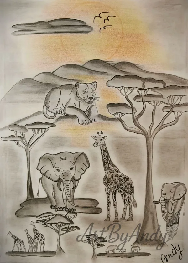 Golden Horizons-"Captures the magical moment of a sunset over the African savannah."