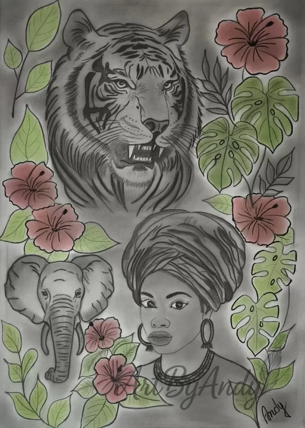 Balance of Elements-"Monochrom background emphasizes the contrast of life and beauty"