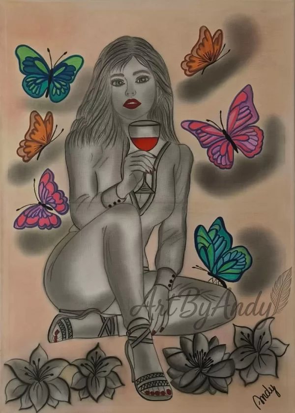 Taste of Truth-"She holds a glass of red wine, a symbol of truth..."